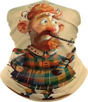 Cartoon Scottish Bagpipe Balaclava UV Protection Face Mask Breathable Neck Gaiter Ski Mask for Men Women Headwear Bandana Elastic Face Scarf