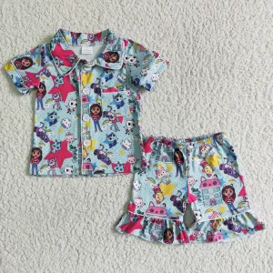 cartoon top shorts pajamas set