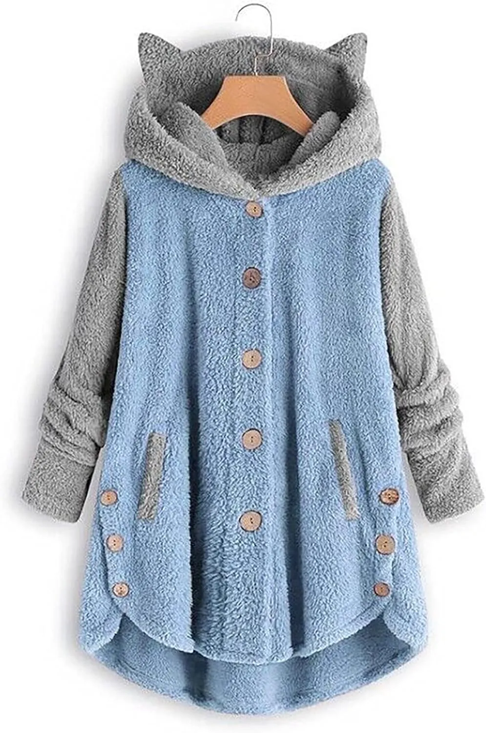 Cat Ear Hoodie Women's Plus Size Coats Hoodies for Women Hoodies for Teen Girls Cute Button Up Bear Hoodie with Ears