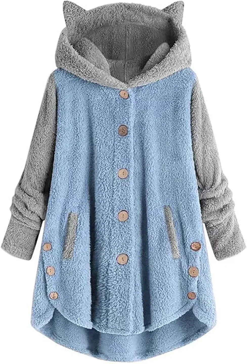 Cat Ear Hoodie Women's Plus Size Coats Hoodies for Women Hoodies for Teen Girls Cute Button Up Bear Hoodie with Ears