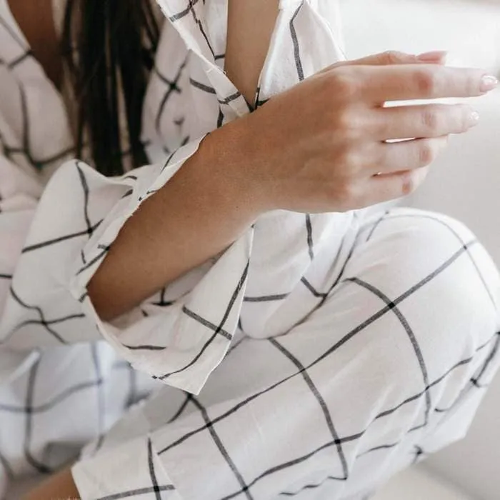 Charming Gridded Pajamas Set, Women's Sleepwear, 100% Cotton Pajama, Home Clothes For Her, Pant & Long Sleeve Shirt, Personalized Pajama Set