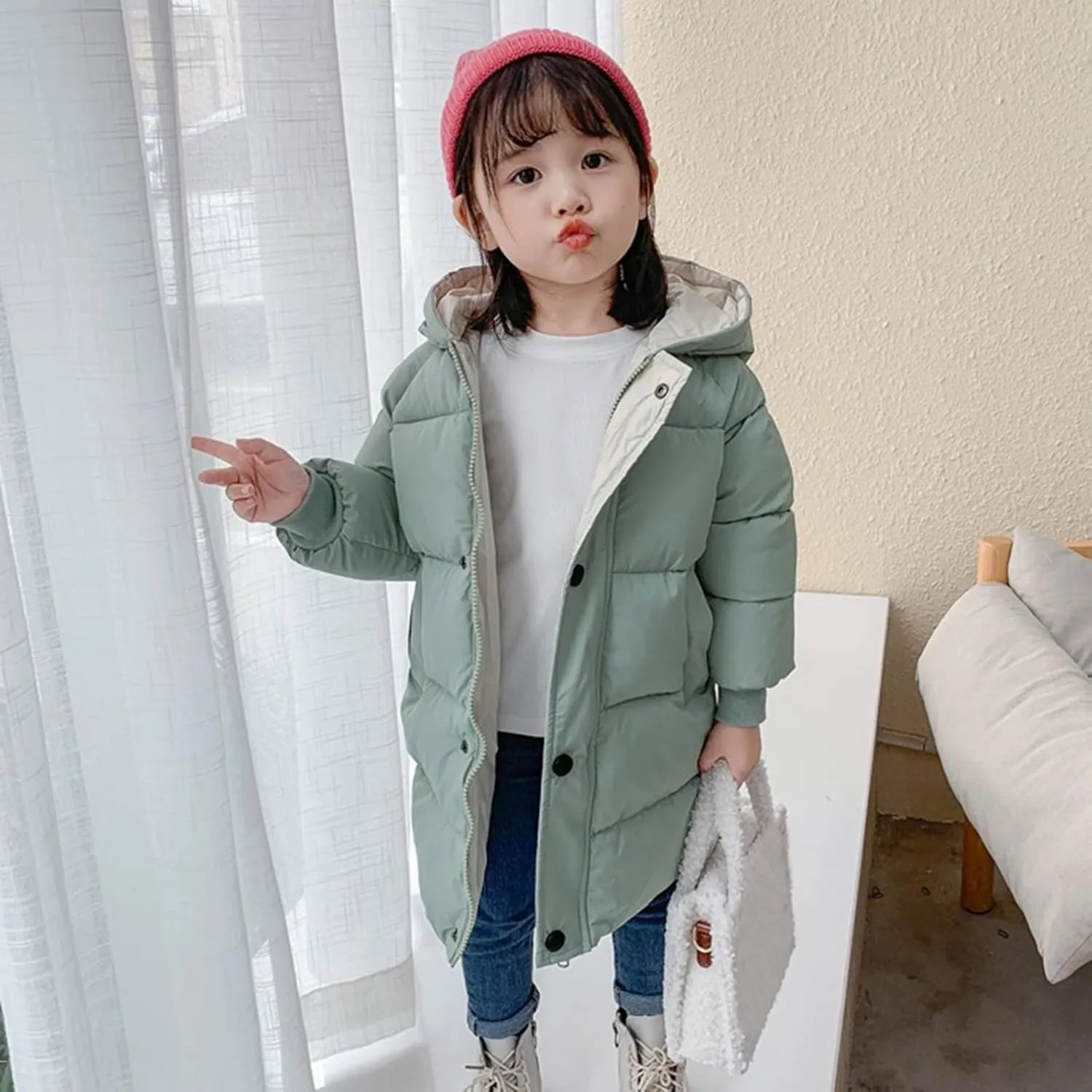 Child Kids Girls Winter Warm Jackets Puffer Padded Jacket Down Jacket Snowsuit Hooded Windbreaker