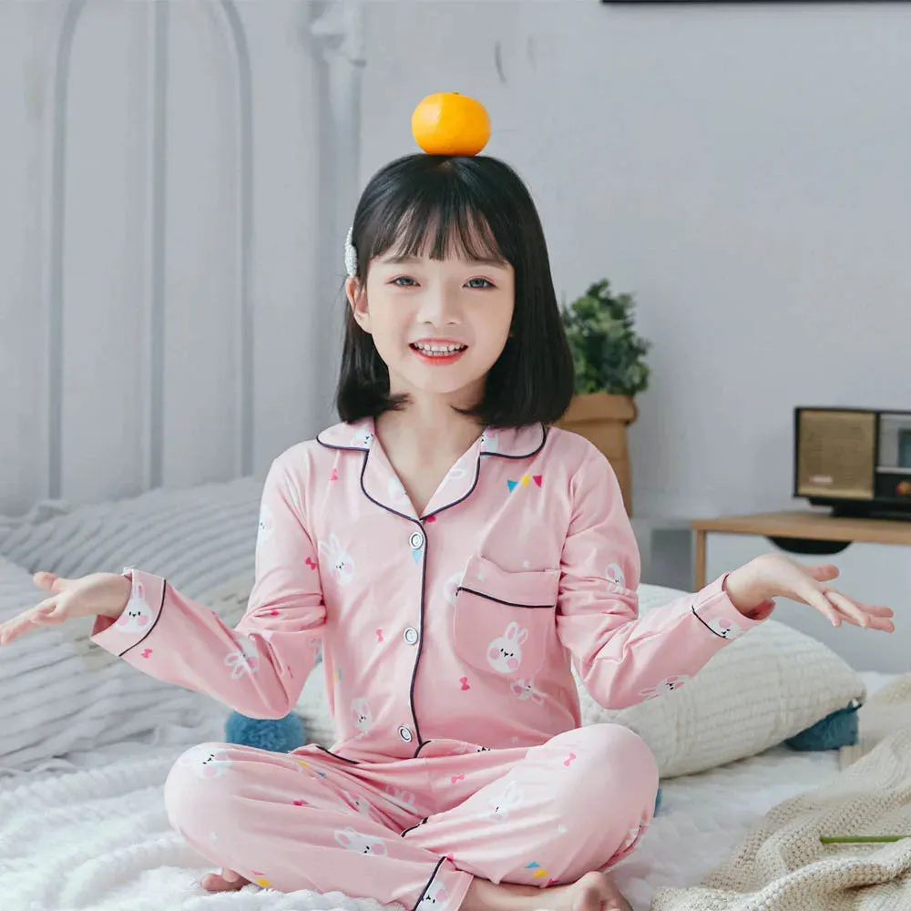 Children's Cartoon Print Long sleeve Loungewear Suits Pajamas