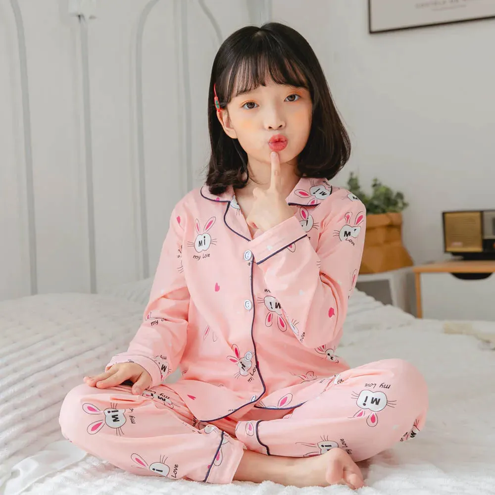 Children's Cartoon Print Long sleeve Loungewear Suits Pajamas