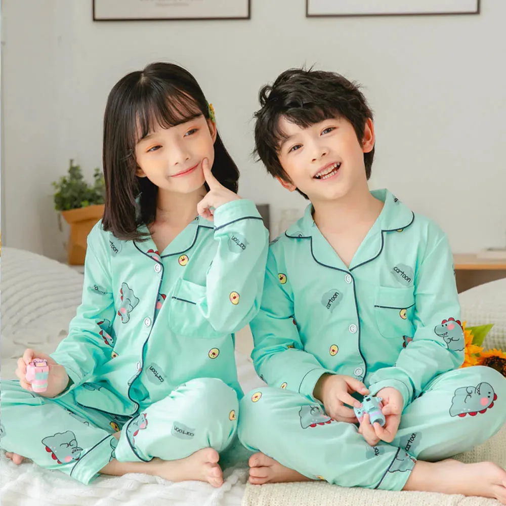 Children's Cartoon Print Long sleeve Loungewear Suits Pajamas