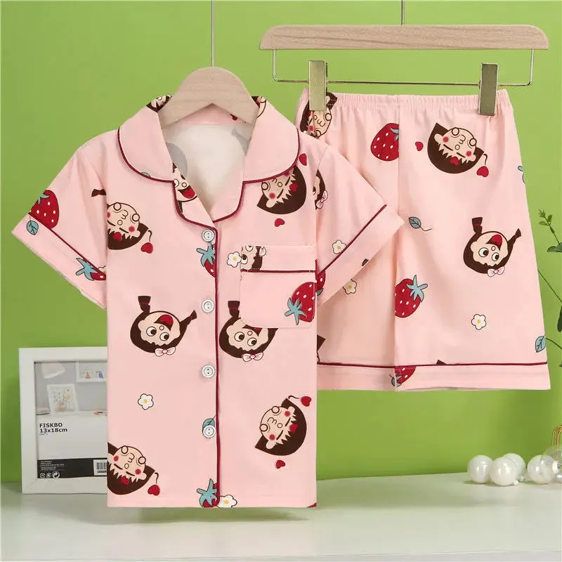 Children's Cartoon Print Long sleeve Loungewear Suits Pajamas