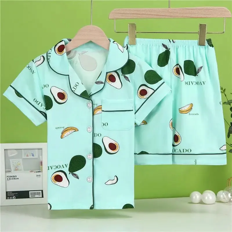 Children's Cartoon Print Long sleeve Loungewear Suits Pajamas