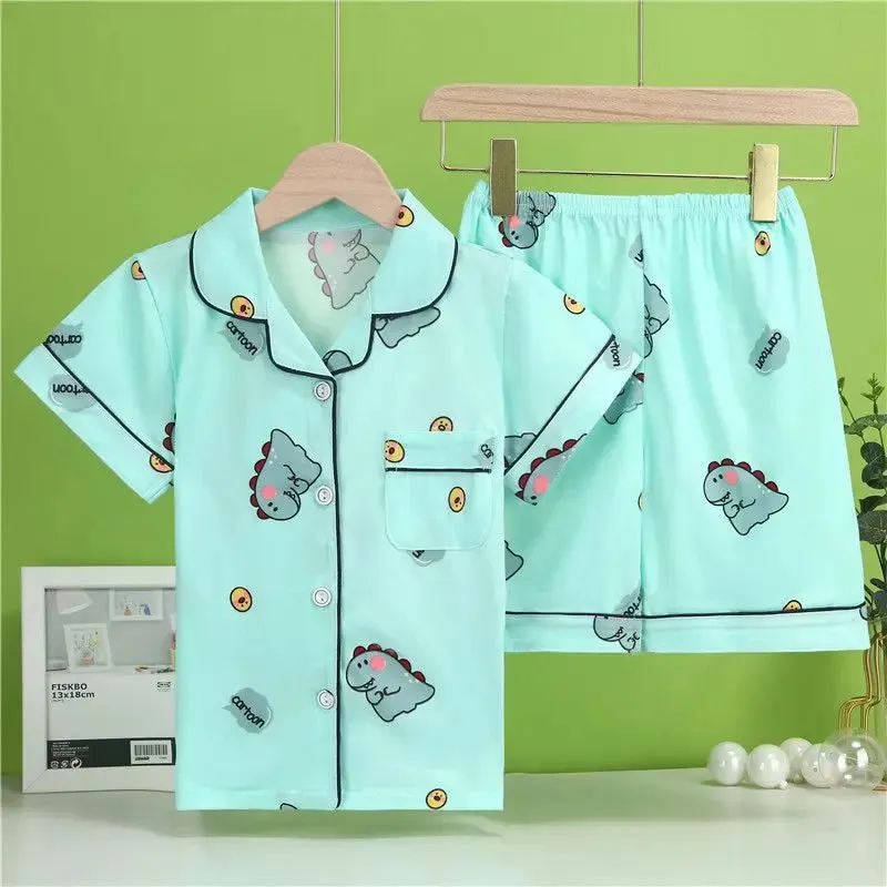 Children's Cartoon Print Long sleeve Loungewear Suits Pajamas