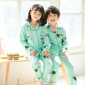 Children's Cartoon Print Long sleeve Loungewear Suits Pajamas