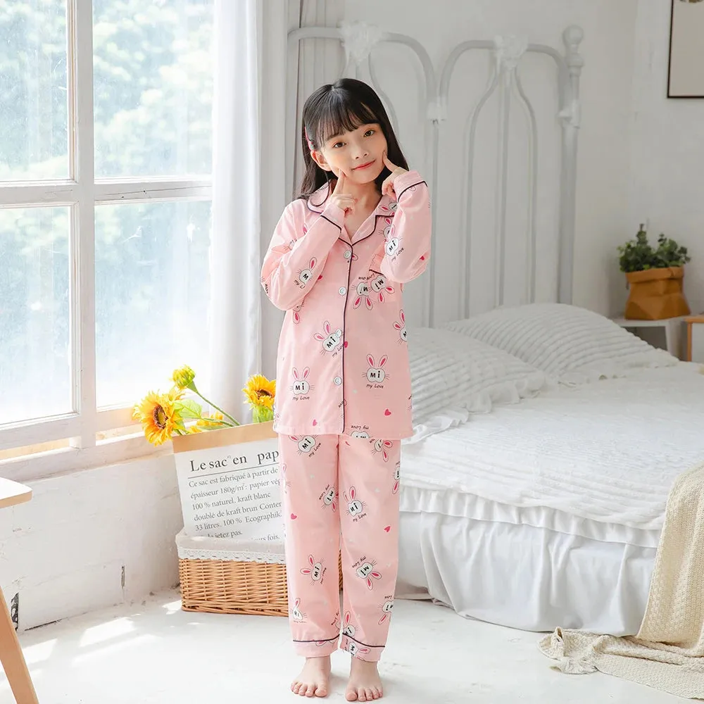Children's Cartoon Print Long sleeve Loungewear Suits Pajamas