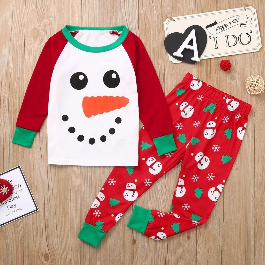 Christmas Cartoon Snowman Pajamas Set