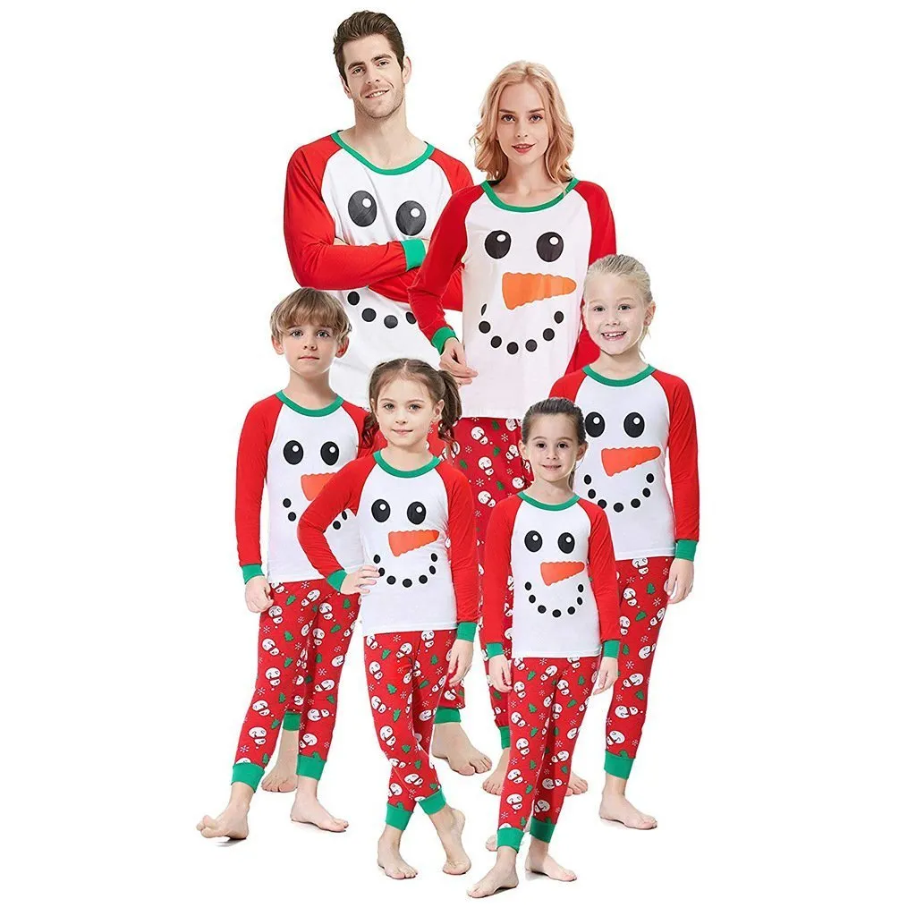 Christmas Cartoon Snowman Pajamas Set