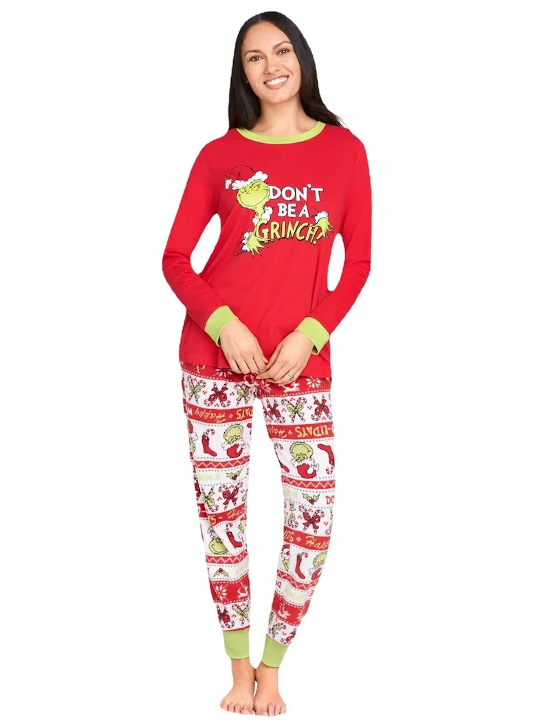 Christmas Funny Family Pajamas Set Cartoon Print