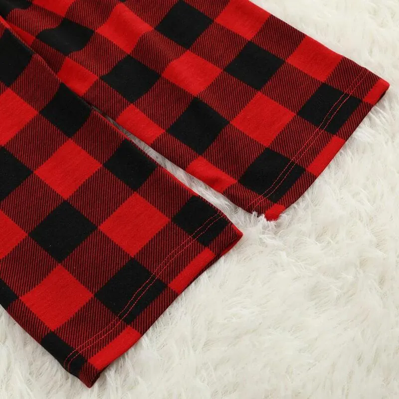 Christmas Make Memories Together 2024 Print Black & Red Plaid Family Matching Black Pajamas With Dog bandana
