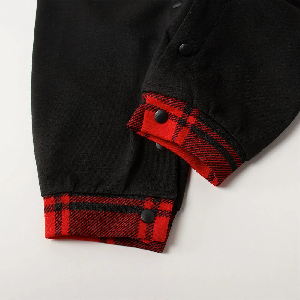 Christmas Make Memories Together 2024 Print Black & Red Plaid Family Matching Black Pajamas With Dog bandana
