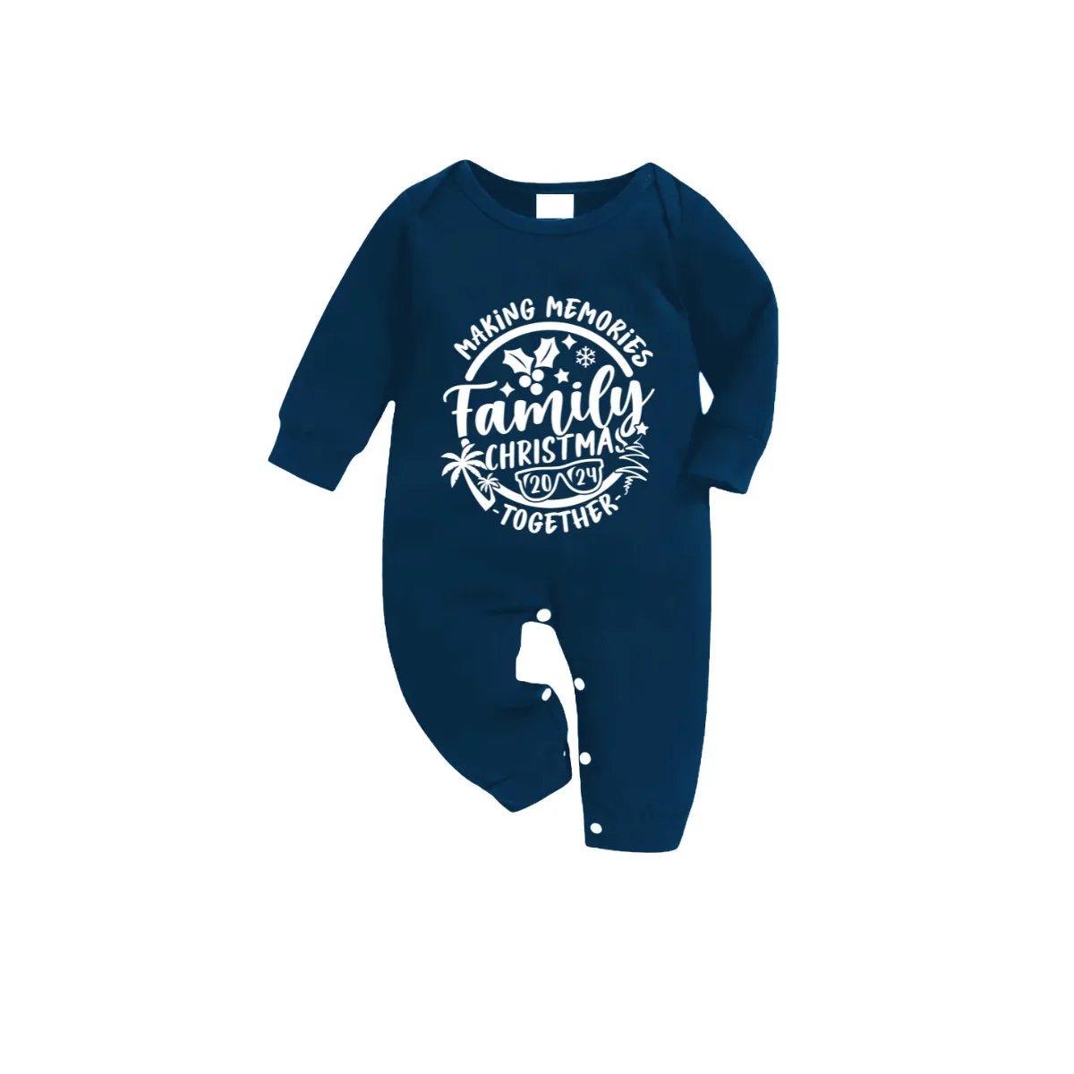 Christmas Make Memories Together 2024 Print Blue Long Sleeve Top With Blue&Green Plaid Family Matching Pajamas