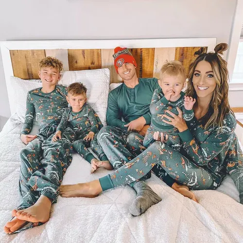 Christmas Zoo Cartoon Print Family Matching Pajamas