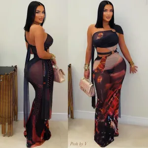 City maxi dress (Black multi)