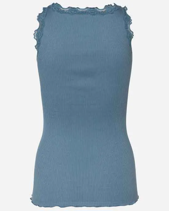 Classic silk top Paris Blue