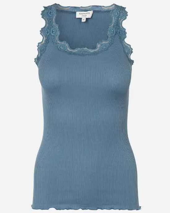 Classic silk top Paris Blue