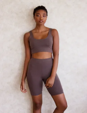 CLEMATIS BIKER SHORTS SET- CHESTNUT
