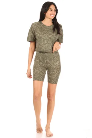 Cold-Blooded Short Sleeve Tee and Biker Short Pajama Set