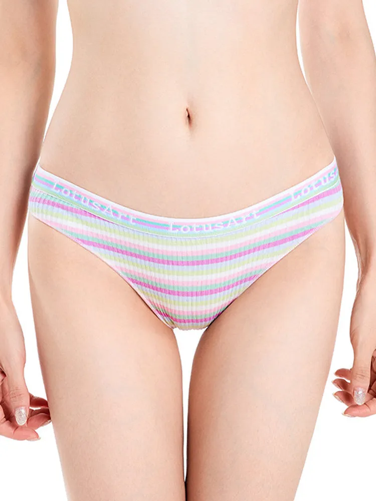 Colorful Striped Ribbed Cotton Briefs 