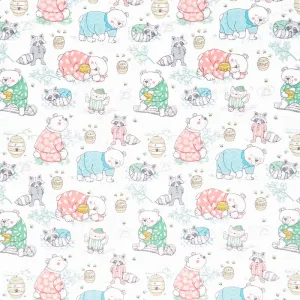 Comfy Flannel® - Animals in PJS White Yardage