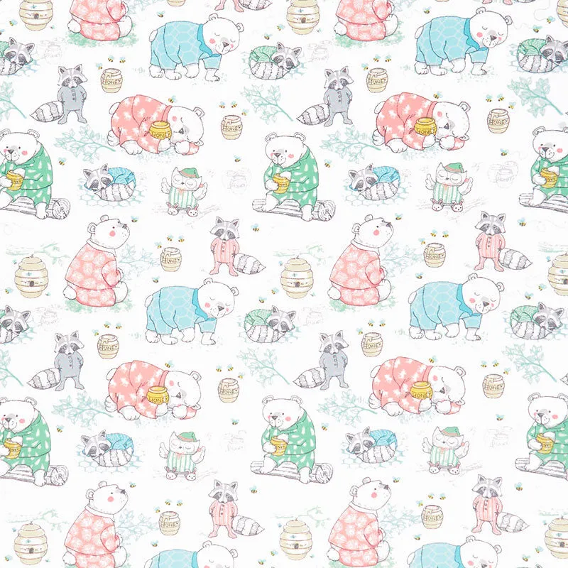 Comfy Flannel® - Animals in PJS White Yardage