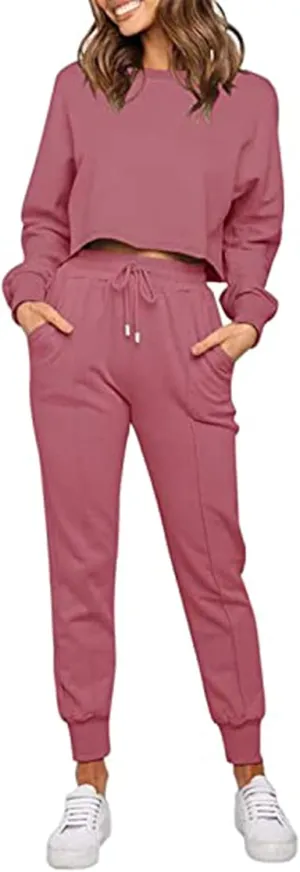 cooki Women's Pajama Sets Casual Lounge Set Women's Pajamas Long Sleeve Sleepwear Drawstring Sweatpants Loungewear Pjs Set