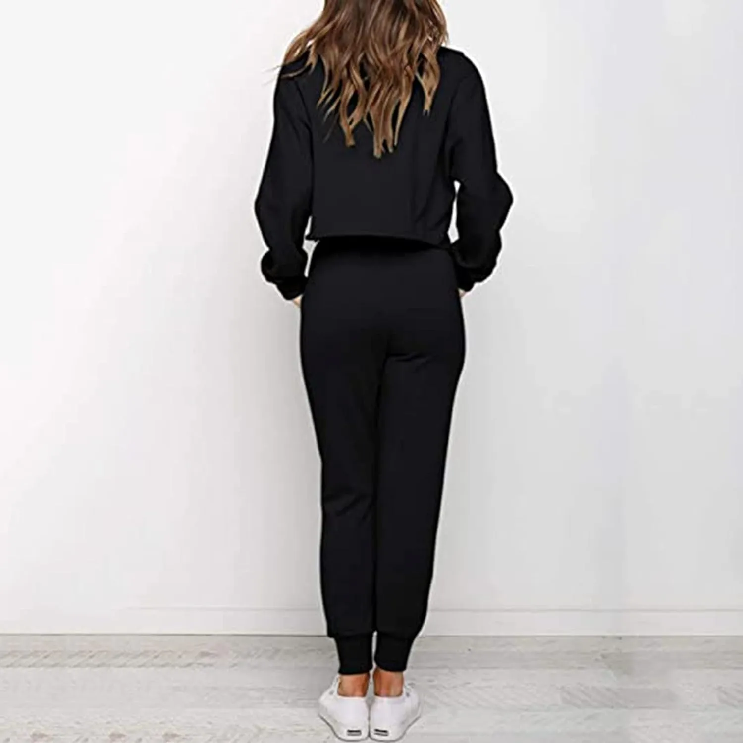 cooki Women's Pajama Sets Casual Lounge Set Women's Pajamas Long Sleeve Sleepwear Drawstring Sweatpants Loungewear Pjs Set