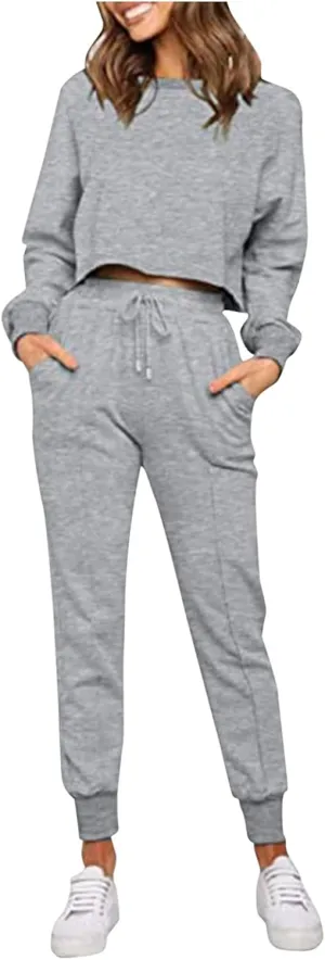 cooki Women's Pajama Sets Casual Lounge Set Women's Pajamas Long Sleeve Sleepwear Drawstring Sweatpants Loungewear Pjs Set