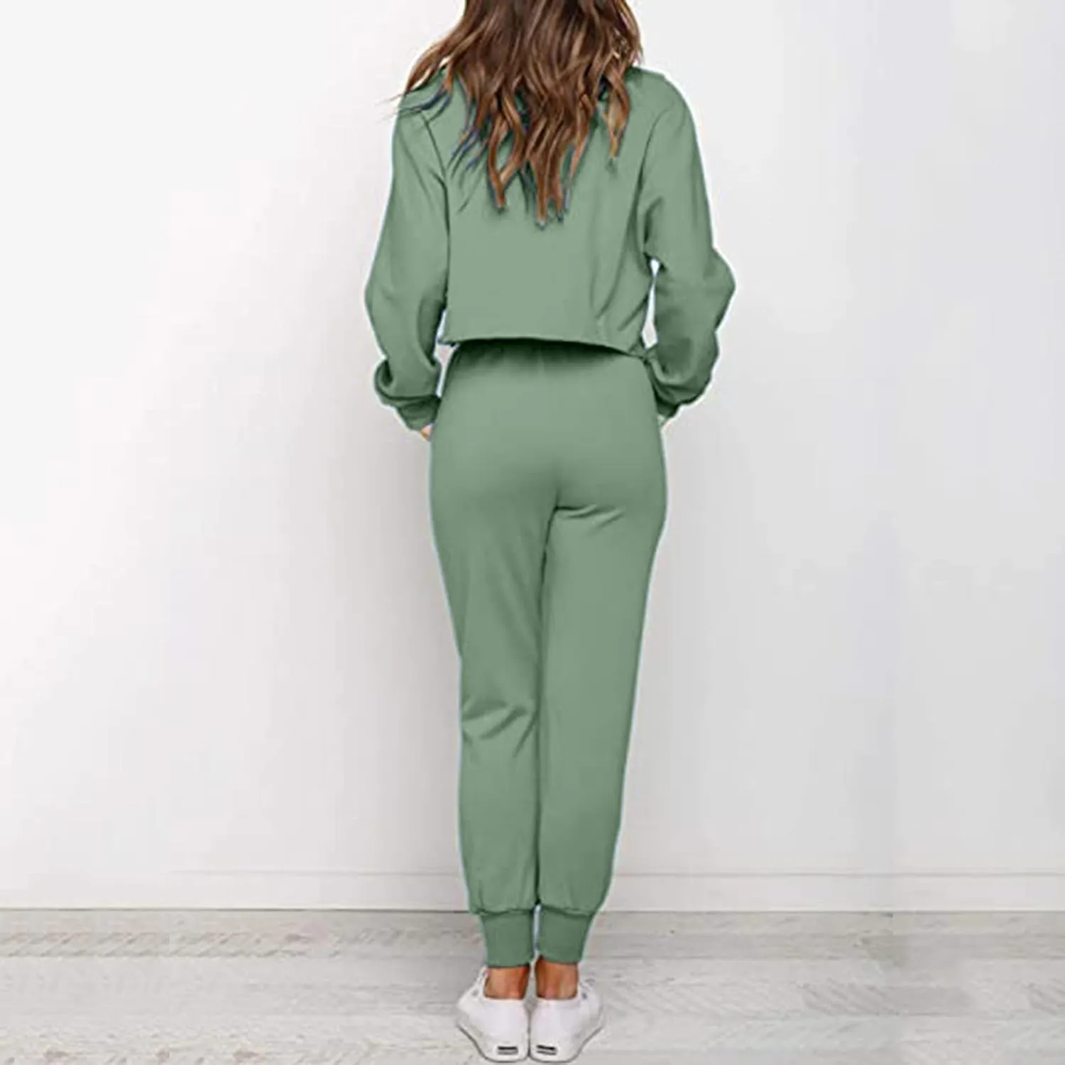 cooki Women's Pajama Sets Casual Lounge Set Women's Pajamas Long Sleeve Sleepwear Drawstring Sweatpants Loungewear Pjs Set