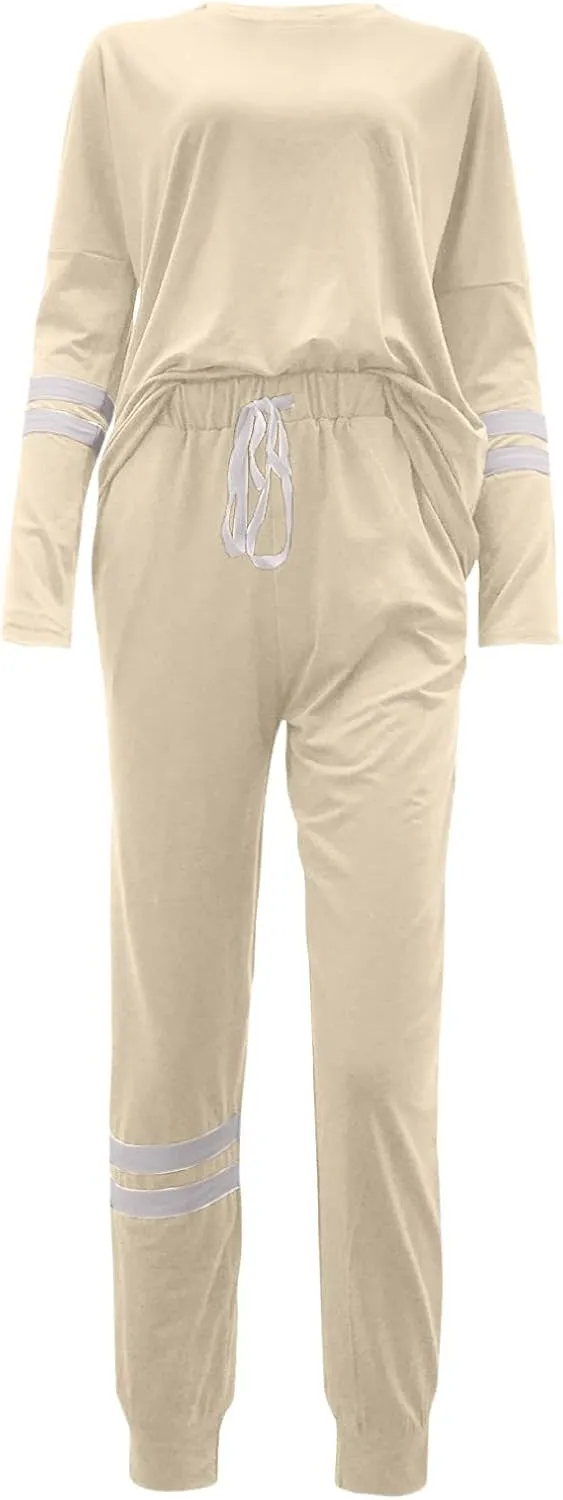 cooki Women's Pajama Sets Casual Lounge Set Women's Pajamas Long Sleeve Top and Drawstring Sweatpants Sleepwear Pjs Set