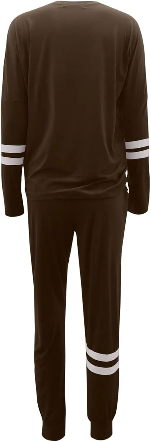 cooki Women's Pajama Sets Casual Lounge Set Women's Pajamas Long Sleeve Top and Drawstring Sweatpants Sleepwear Pjs Set