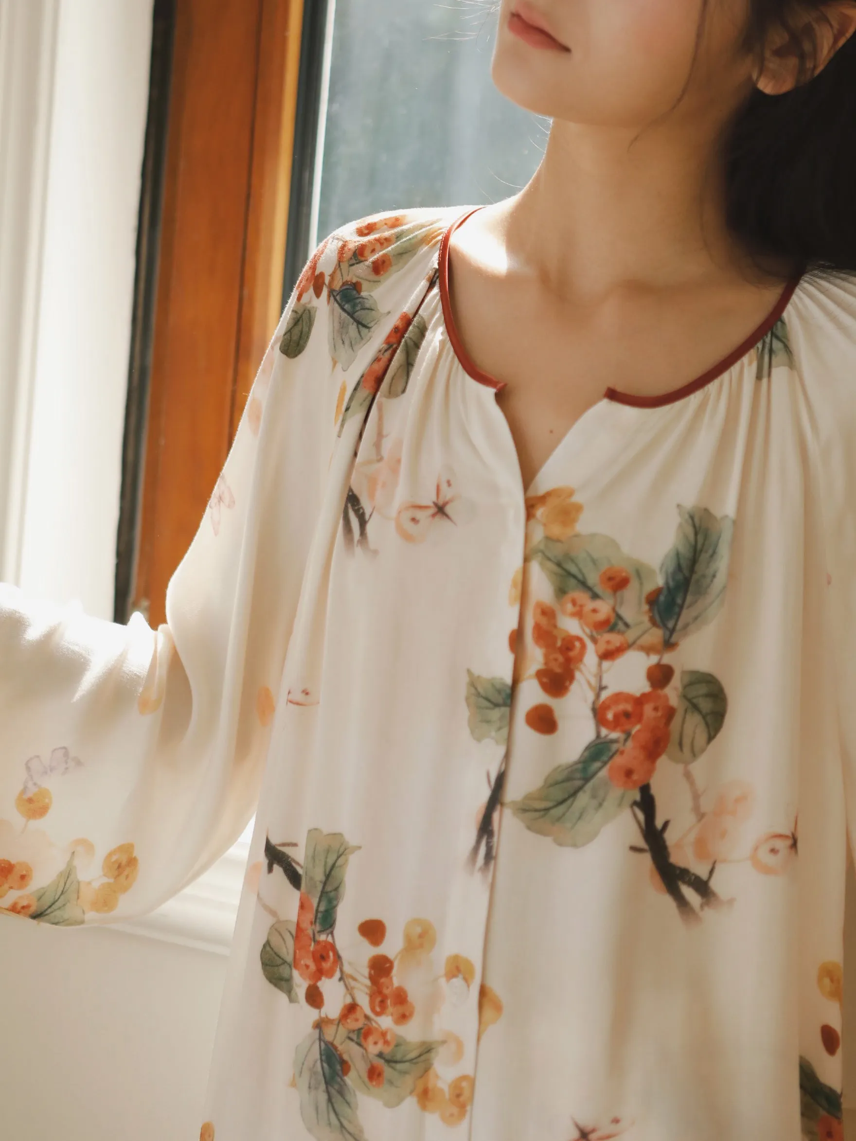 Cotton Fruit Print Long Sleeve Pajama Set
