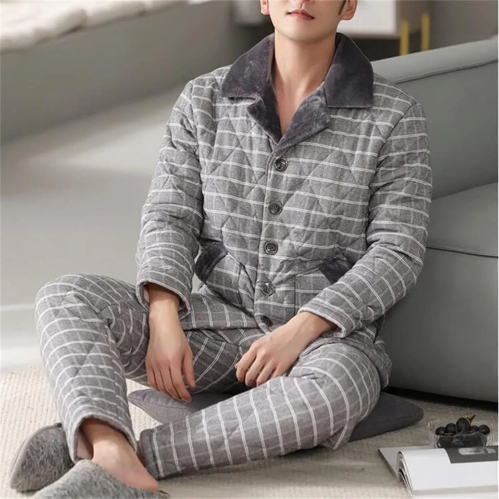 Cotton Home Clothing Pajamas Men's Autumn And Winter Winter Coral Velvet Thick Flannel