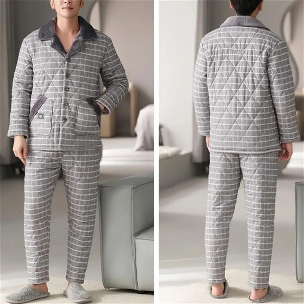 Cotton Home Clothing Pajamas Men's Autumn And Winter Winter Coral Velvet Thick Flannel
