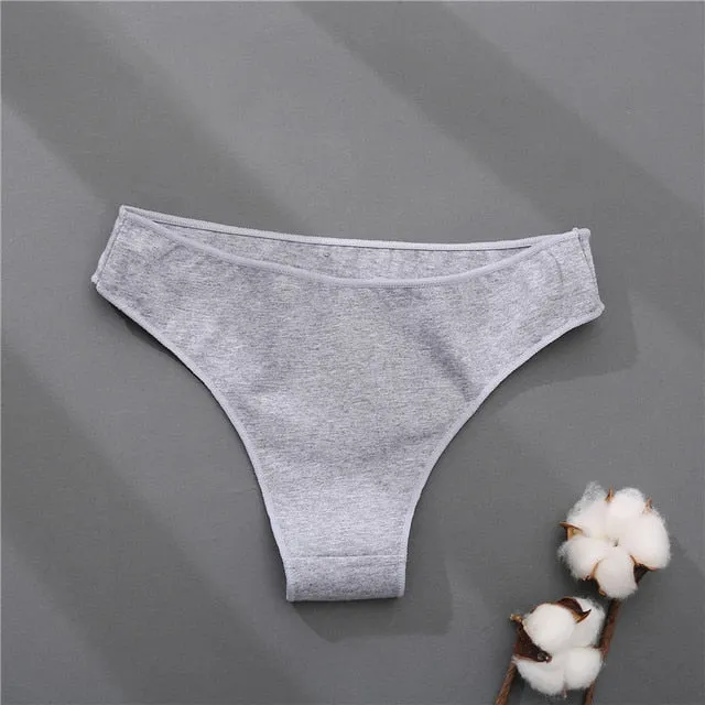 Cotton Mix Women's Panties Comfortable Underwear Low Waist Solid Color Briefs Plus Size Panty Lingerie