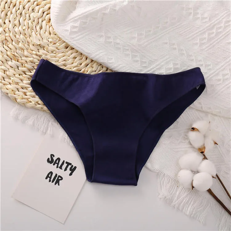 Cotton Mix Women's Panties Comfortable Underwear Low Waist Solid Color Briefs Plus Size Panty Lingerie