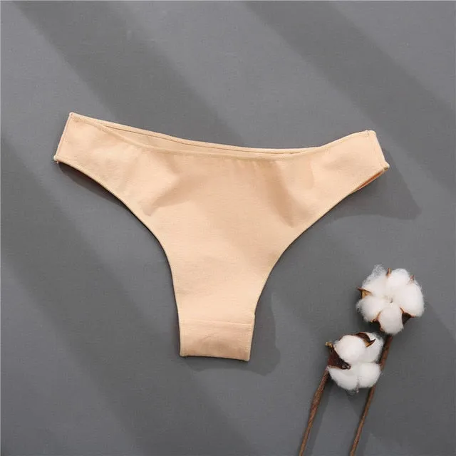 Cotton Mix Women's Panties Comfortable Underwear Low Waist Solid Color Briefs Plus Size Panty Lingerie