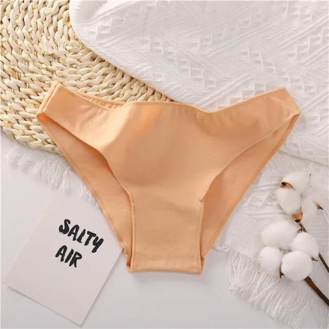 Cotton Mix Women's Panties Comfortable Underwear Low Waist Solid Color Briefs Plus Size Panty Lingerie