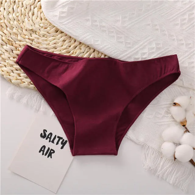 Cotton Mix Women's Panties Comfortable Underwear Low Waist Solid Color Briefs Plus Size Panty Lingerie