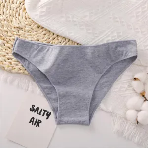 Cotton Mix Women's Panties Comfortable Underwear Low Waist Solid Color Briefs Plus Size Panty Lingerie