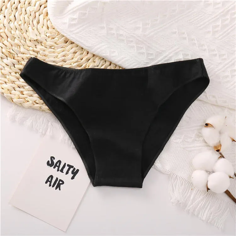 Cotton Mix Women's Panties Comfortable Underwear Low Waist Solid Color Briefs Plus Size Panty Lingerie