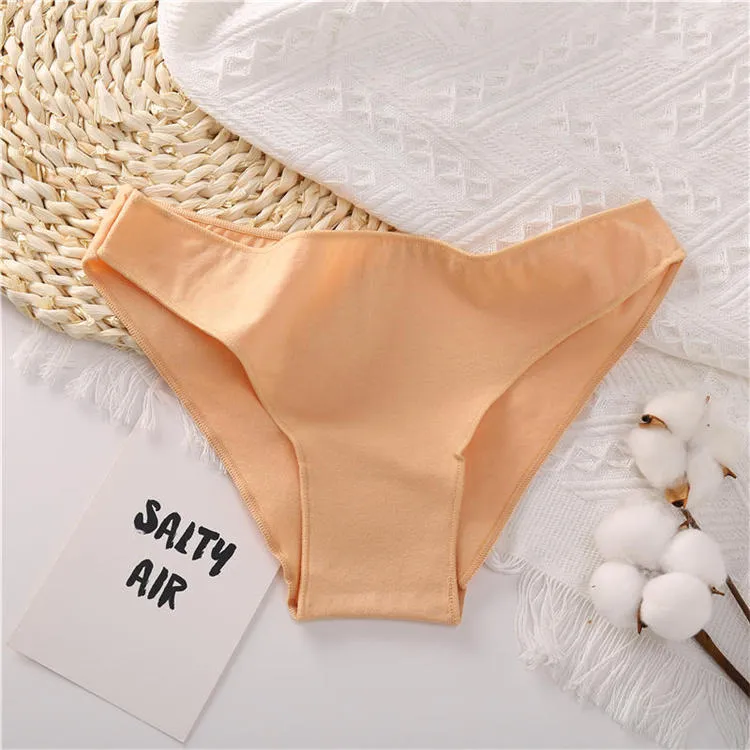 Cotton Mix Women's Panties Comfortable Underwear Low Waist Solid Color Briefs Plus Size Panty Lingerie