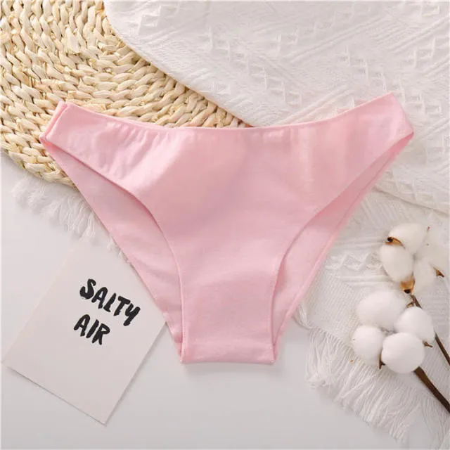 Cotton Mix Women's Panties Comfortable Underwear Low Waist Solid Color Briefs Plus Size Panty Lingerie
