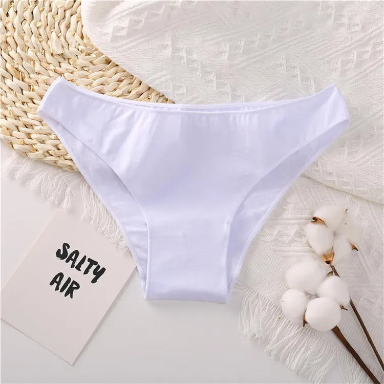 Cotton Mix Women's Panties Comfortable Underwear Low Waist Solid Color Briefs Plus Size Panty Lingerie