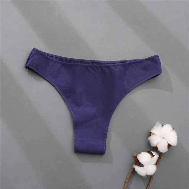 Cotton Mix Women's Panties Comfortable Underwear Low Waist Solid Color Briefs Plus Size Panty Lingerie
