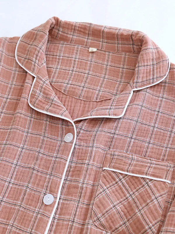 Cotton Plaid Couple Pajama Set